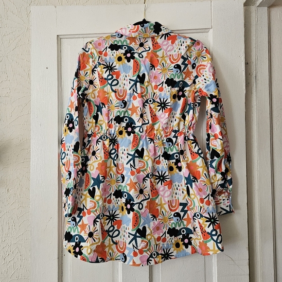 Cider Graffiti Print Button-Up Mini Shirt Dress Junior's Size XS - Picture 4 of 5